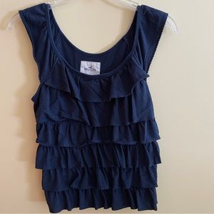 HOLLISTER Navy Blue Ruffle Sleeveless Tank Top Size S